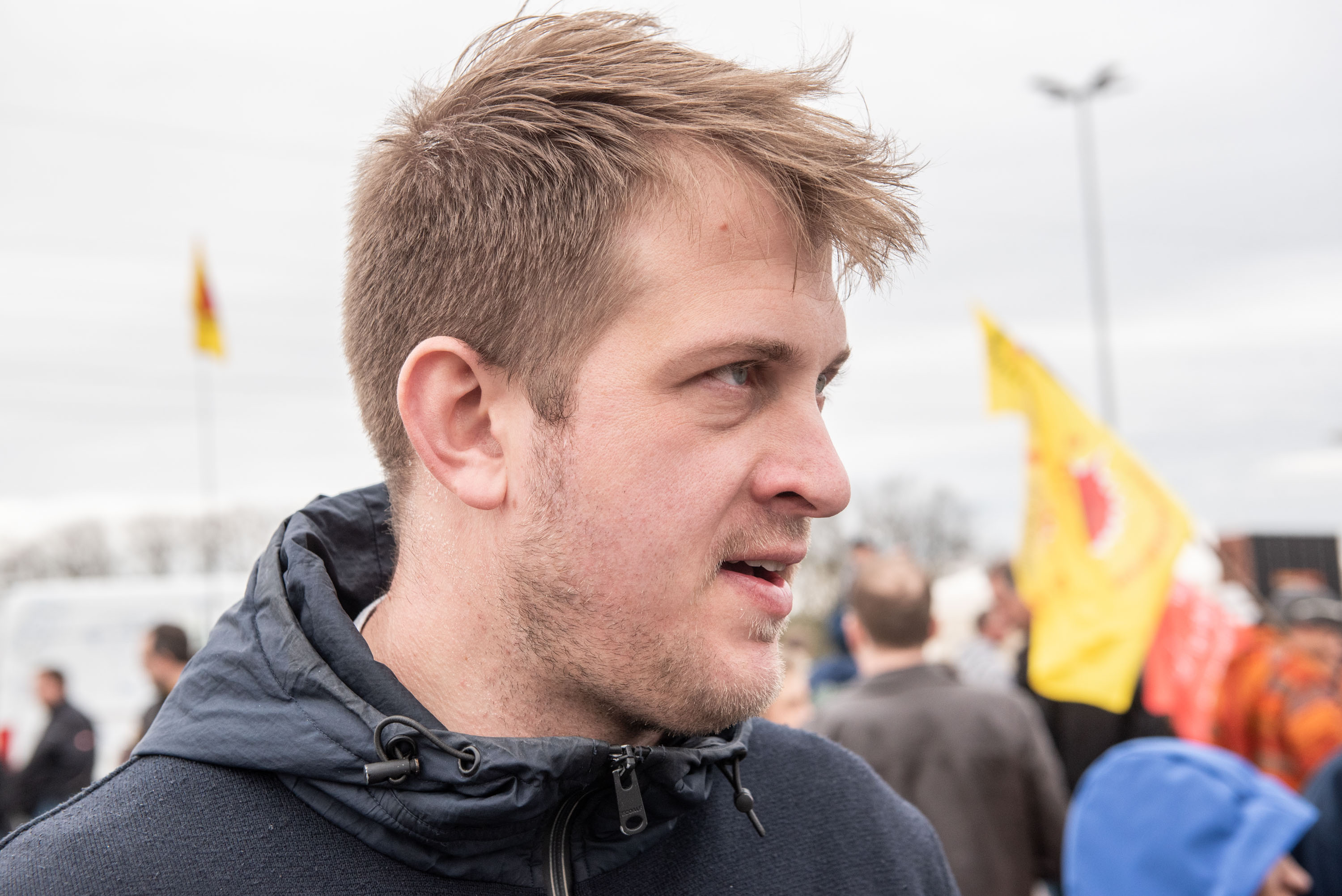 Michael Bloss am 15. April auf dem Abschaltfest in Neckarwestheim. Foto: Jens Volle
